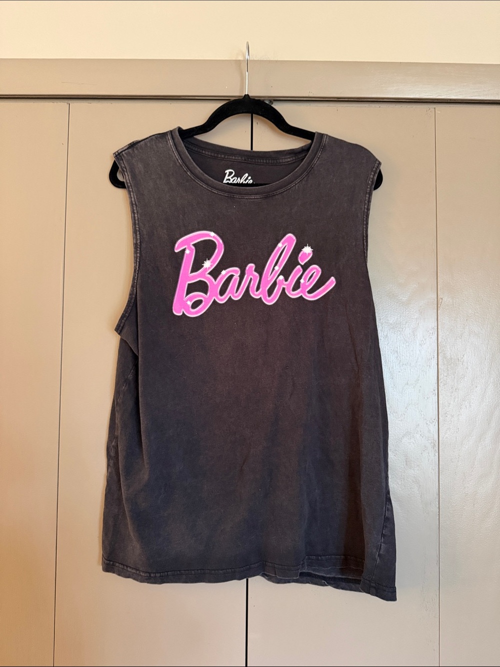 🌺3/$20 Barbie Black Tank Top with Hot Pink Logo